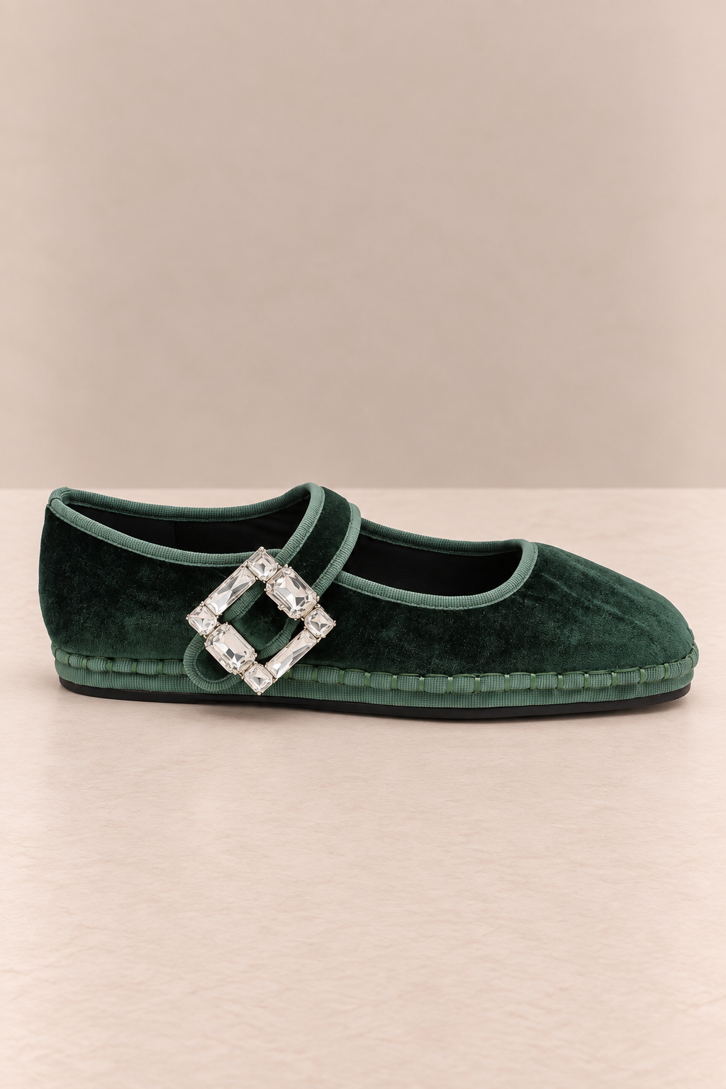 Mercedita terciopelo verde · hebilla joya