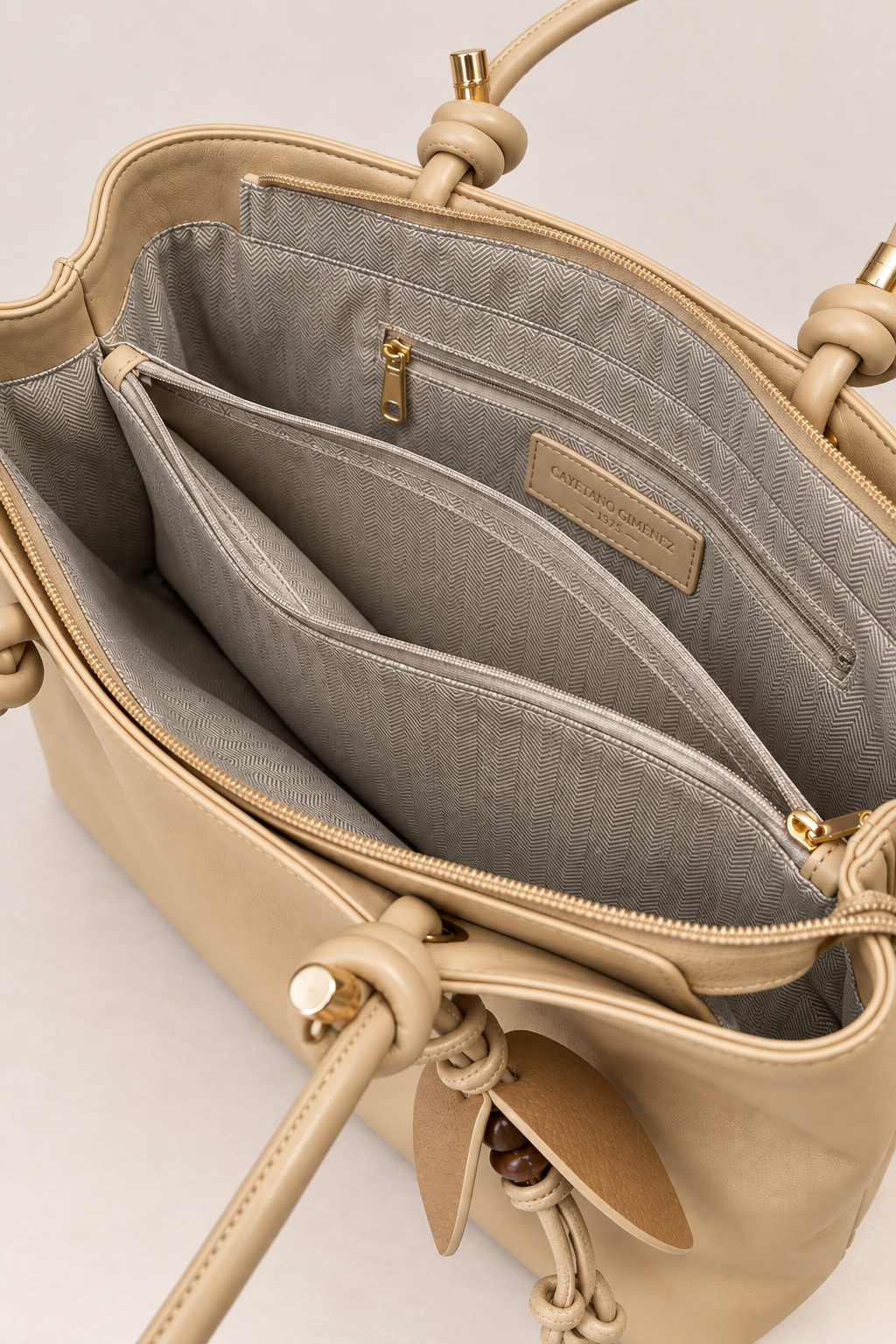 Bolso Tote · Beige Oscuro