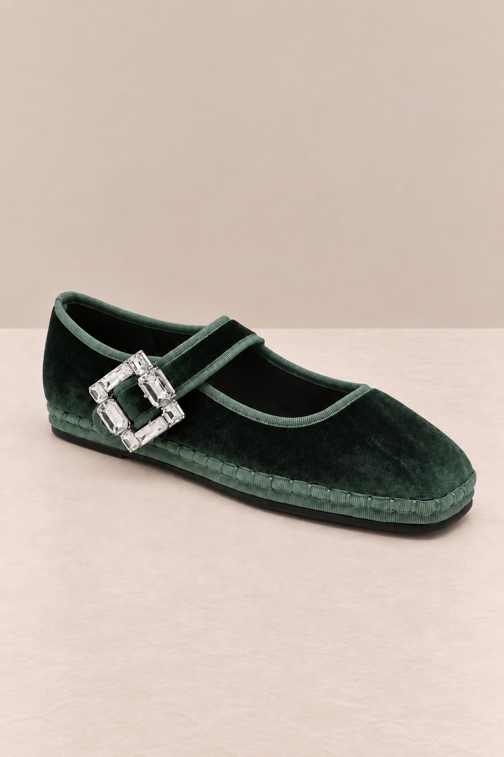 Mercedita terciopelo verde · hebilla joya